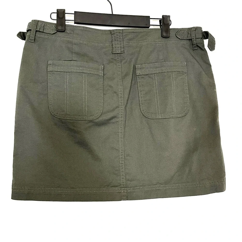 Athleta Skirt Womens 10 Green Organic Cotton Stretch Utility‎ Adjustable Pockets